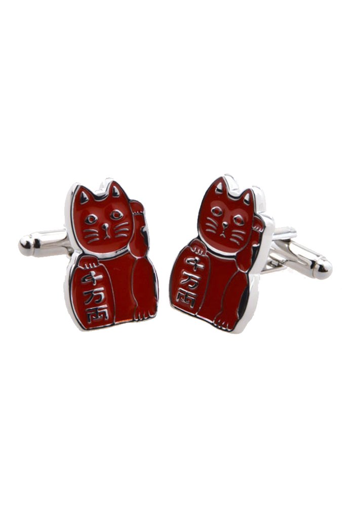 Red Lucky Cat Cufflinks | Bookazine HK