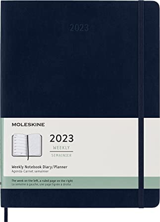 Moleskine Classic 12 Month 2023 Weekly Planner, Soft Cover, XL (7.5&quot; x 9.75&quot;), Sapphire Blue