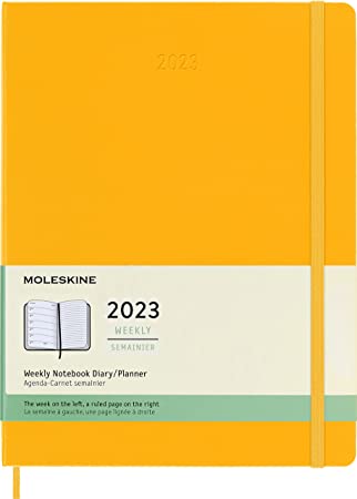 Moleskine Classic 12 Month 2023 Weekly Planner, Hard Cover, XL (7.5&quot; x 9.75&quot;), Orange Yellow