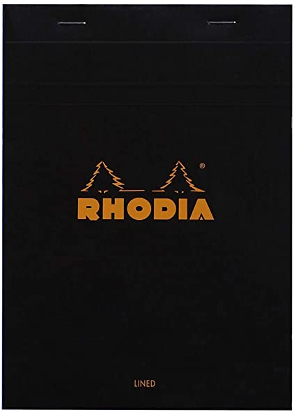 Rhodia Head Stapled Pad No16 A5, Ruled + Margin, 148x210mm-Black
