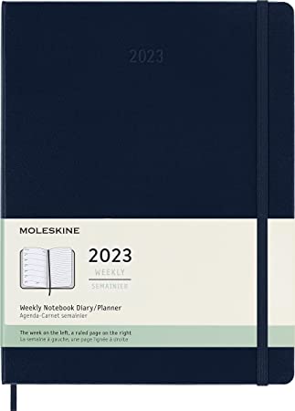 Moleskine Classic 12 Month 2023 Weekly Planner, Hard Cover, XL (7.5&quot; x 9.75&quot;), Sapphire Blue