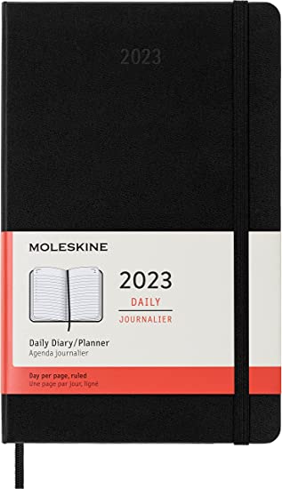 Moleskine Classic 12 Month 2023 Daily Planner, Hard Cover, Large (5&quot; x 8.25&quot;), Black