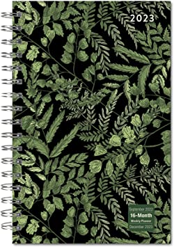 2023 Weekly &amp; Monthly Planner, 16-Month Engagement Calendar: September 2022 - December 2023, 6&quot; x 9&quot; - Fancy Ferns