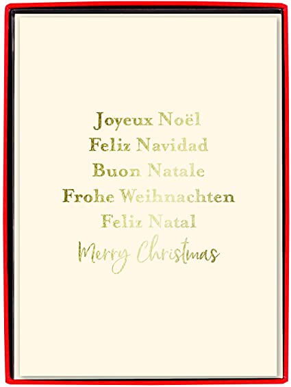 Christmas Card Pack Gold Languages 15Ct