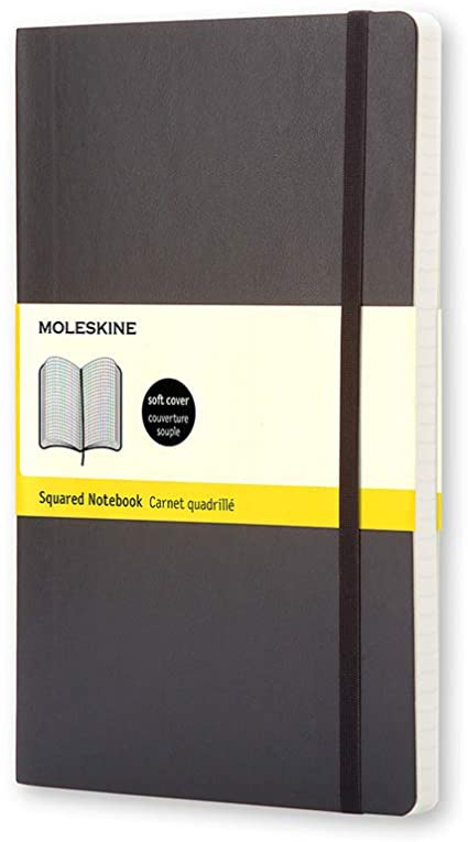 Moleskine Classic Notebook, Soft Cover, Large (5&quot; x 825&quot;) Squared/Grid, Black, 192 pages