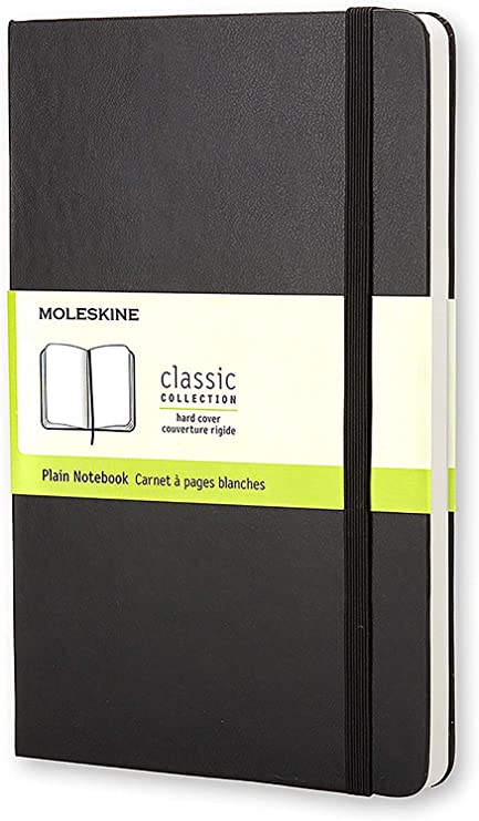 Moleskine Classic Notebook, Hard Cover, Large (5&quot; x 8.25&quot;) Plain/Blank, Black, 240 Pages