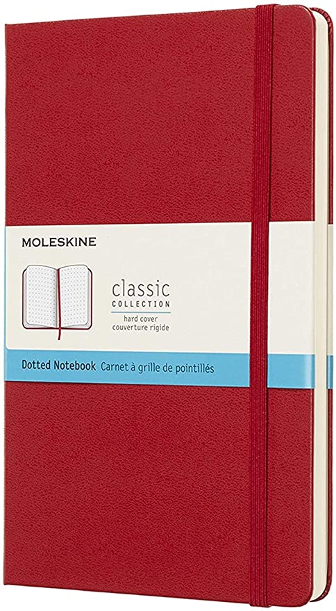 Moleskine Classic Notebook, Hard Cover, Large (5&quot; x 8.25&quot;) Dotted, Scarlet Red, 240 Pages