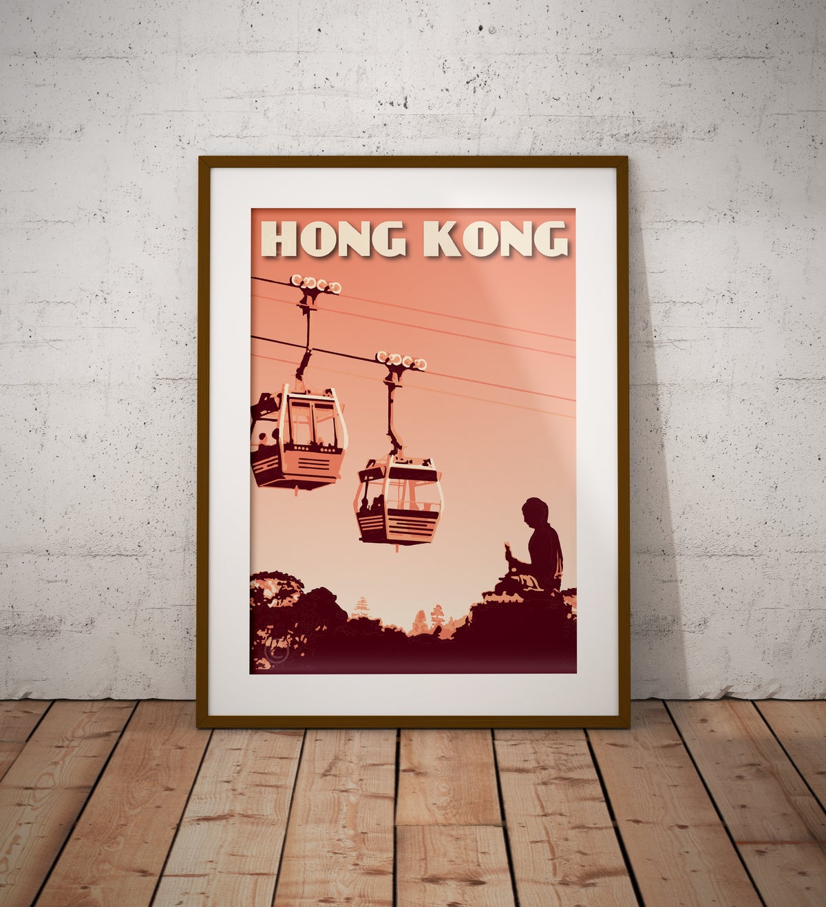 Hong Kong Cable Car Coral Fine Art Print | Bookazine HK