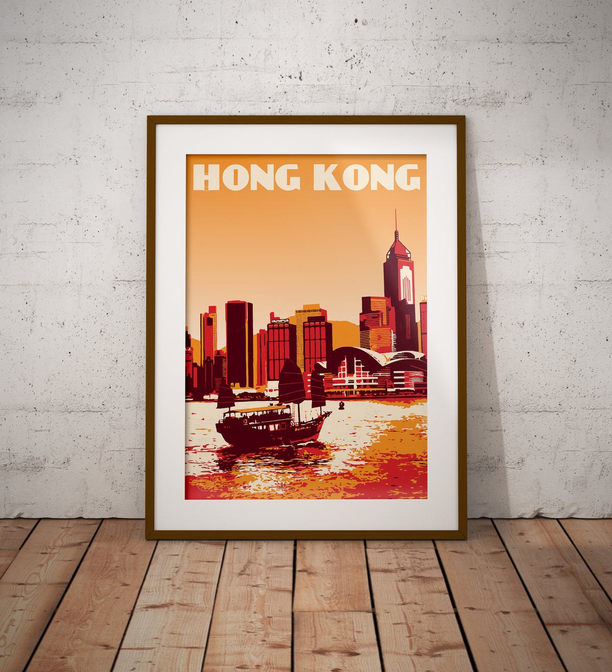 Hong Kong Victoria Harbour Orange Fine Art Print | Bookazine HK