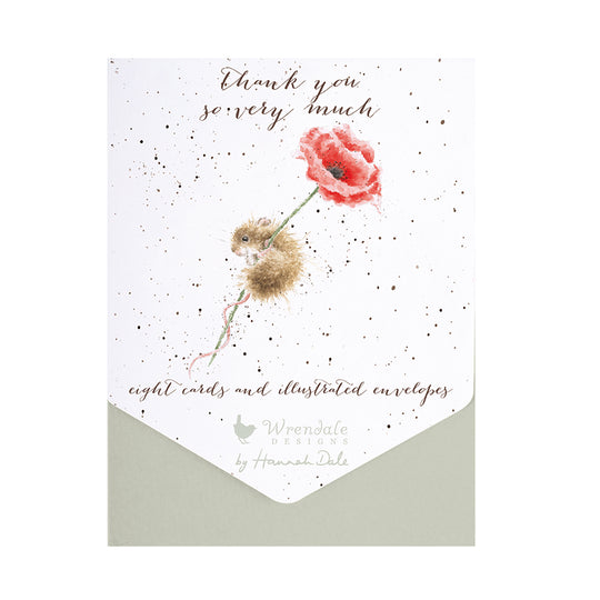 wrendale-Mouse &amp; Poppy Thank You Cards Pack of 8-bookazine