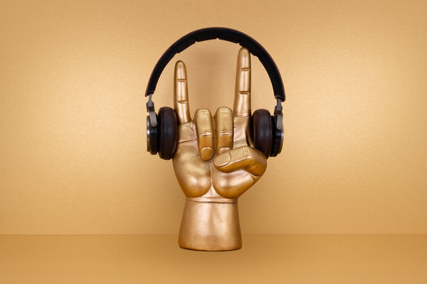 Large Rock On Headphone Stand | Gold