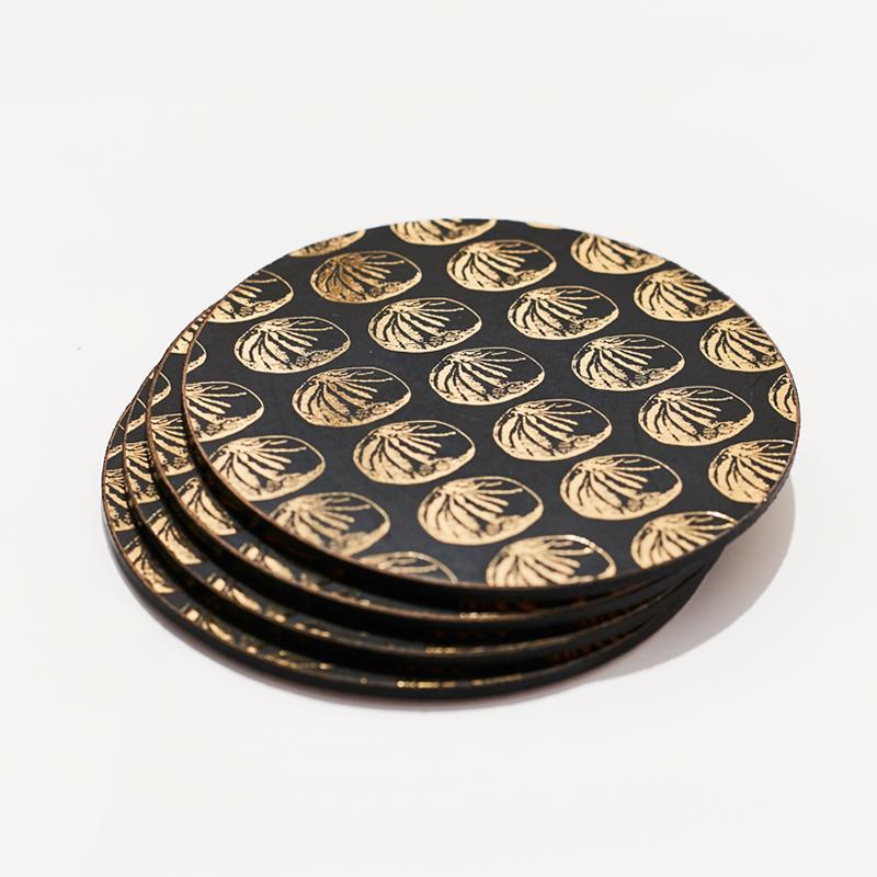 Pinyin Press Black and Gold Baozi Coasters Set of 4 - Bookazine HK